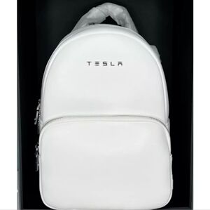 White Tesla mini brand backpack